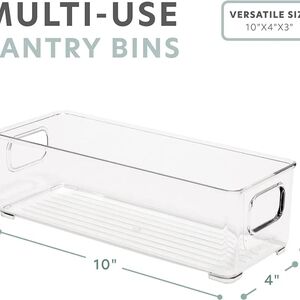 Clear Plastic Storage Bins - Pantry Organization and Storage Containers 4 Pack